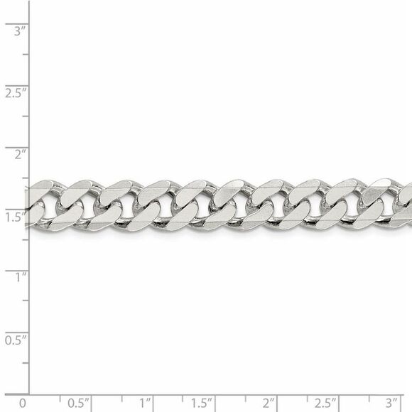 Men's 11mm, Sterling Silver Solid Flat Curb Chain Necklace, 20 Inch - Picture 5 of 8